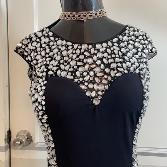 CQ by CQ Black Drop-waist   Netted & Stoned Evening  Dress size  back Zipper M - Picture 11 of 15